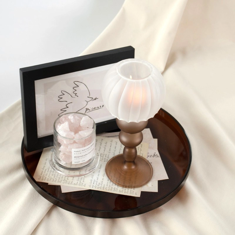 April Modern Simple Luxury Frosted Candlestick Ornaments Home Retro Light Bedside Accessories