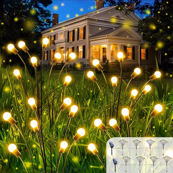 Solar-Firefly-Licht, wasserdichte LED-Gartenleuchte für Rasen, Boden, Wegdekoration, LED-Windschaukel-Licht