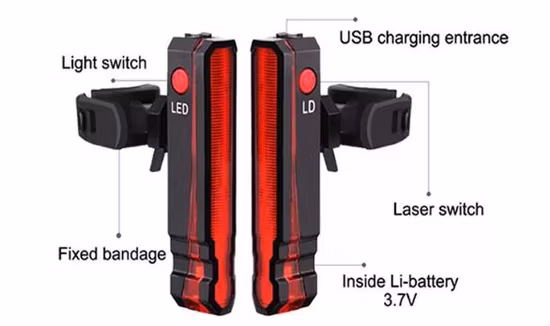 Fahrrad Licht LED Rücklicht Hinten Sicherheit Warnung Radfahren Licht Tragbare USB Aufladbare Radfahren Licht Fahrrad Zubehör
